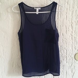 Ambiance Apparel Sheer Blue Tank Top Size Small